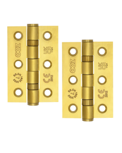 Zoo Hardware  Door Hinges Stainless Steel Ball Bearing Grade 7 Certifire UKCA/CE 76mm Favo Satin Brass