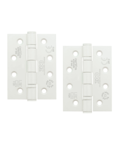 Zoo Hardware ZHSS243 Grade 13 Ball Bearing Hinge Stainless Steel - Grade 201 - 102 x 76 x 3mm Powder coat White