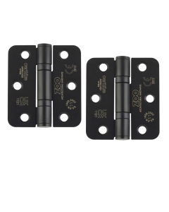 Zoo Hardware ZHSS7667R-PCB Grade 11 Hinges - Ball Bearing 76mm x 67mm x 2.5mm Radius Corner - Powder Coated Black