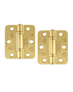 Zoo Hardware ZHSS7667R-PVDSB Grade 11 Hinges - Ball Bearing 76mm x 67mm x 2.5mm Radius Corner - PVD Satin Brass