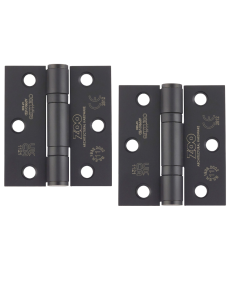 Zoo Hardware ZHSS7667S-MB Grade 11 Hinges - Ball Bearing 76mm x 67mm x 2.5mm Square Corner - Powder Coated Black