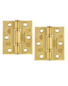 Zoo Hardware ZHSS7667S-PVDSB Grade 11 Hinges - Ball Bearing 76mm x 67mm x 2.5mm Square Corner -PVD Satin Brass