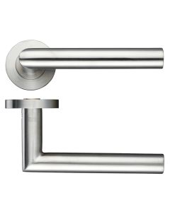 Zoo Hardware ZPS010SS 19mm Mitred Lever Door Handle - Screw On Rose Satin Stainless