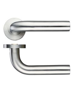 Zoo Hardware ZPS070SS 22mm Radius Lever Door Handle - Screw On Rose Satin Stainless