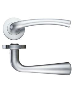 Zoo Hardware ZPZ010SC Assisi Lever Door Handle - Screw On Rose 130mm x 65mm Satin Chrome