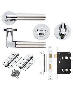 Zoo Hardware ZPZ030CPSS Milan lever Handle on round rose Bathroom pack set polished Chrome Satin Stainless