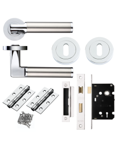 Zoo Hardware ZPZ030CPSS Milan lever Handle on round rose Lock pack set polished Chrome Satin Stainless