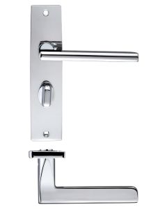 Zoo Hardware ZPZ073CP Venice Lever Bathroom (57mm c/c) On Backplate - 180x43mm Polished Chrome