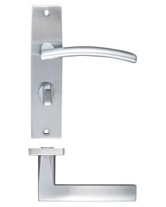 Zoo Hardware ZPZ083SC Amalfi Lever Bathroom (57mm c/c) On Backplate - 180x43mm Satin Chrome