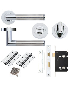 Zoo Hardware ZPZ170CPSS Luna lever Handle on round rose Bathroom pack set polished Chrome Satin Stainless