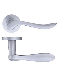Zoo Hardware ZPZ240SC Lincoln Lever Door Handle - Screw on Rose Satin Chrome