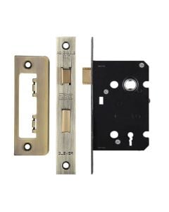 3 Lever Mortice Sashlock 64mm-57mm Centres Square Antique Brass Finish Zoo Hardware-ZSC364AB