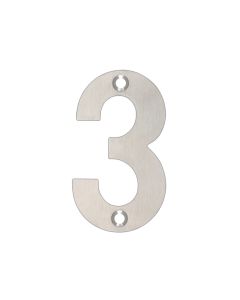 Zoo Hardware ZSN03ASS Door Numeral - No 3 - 75mm Satin Stainless