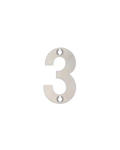 Zoo Hardware ZSN03SS Door Numeral - No 3 - 50mm Satin Stainless