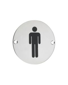 Zoo Hardware ZSS01PS Door Sign - Male - 76mm dia Polished Stainless