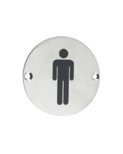 Zoo Hardware ZSS01SS Door Sign - Male - 76mm dia Satin Stainless