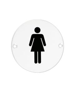 Zoo Hardware ZSS02-PCW Door Sign - Female - 76mm - Powder Coated Matt White