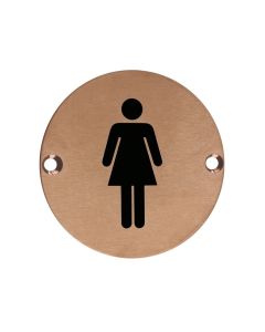 Zoo Hardware ZSS02-PVDBZ Door Sign - Female - 76mm Dia PVD Bronze