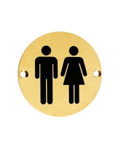 Zoo Hardware ZSS03-PVDSB Door Sign - UniDoor - 76mm - Dia PVD Satin Brass