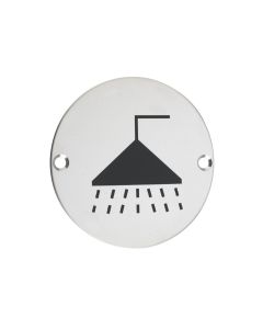 Zoo Hardware ZSS04PS Signage - Shower - 76mm dia Polished Stainless