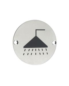 Zoo Hardware ZSS04SS Signage - Shower - 76mm dia Satin Stainless