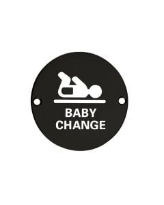 Zoo Hardware ZSS08-PCB Door Sign - Baby Change - 76mm Dia - Powder Coated Matt Black