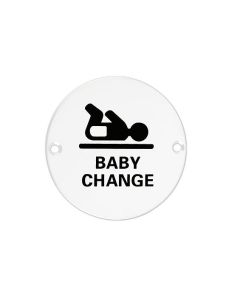 Zoo Hardware ZSS08-PCW Door Sign - Baby Change - 76mm - Powder Coated Matt White