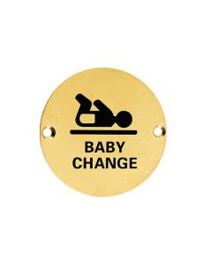 Zoo Hardware ZSS08-PVDSB Door Sign - Baby Change - 76mm - Dia PVD Satin Brass