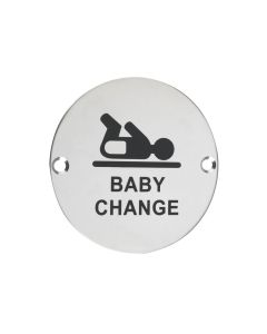 Zoo Hardware ZSS08PS Signage - Baby Change - 76mm dia Polished Stainless