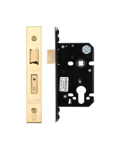 Zoo Hardware ZUKS64EPPVD Euro Profile Sash Lock - 64mm C/W PVD Forend and Strike Pvd