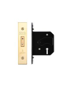 Zoo Hardware ZURD364PVD 3 Lever Replacement Dead Lock - 64mm c/w PVD Forend and Strike Pvd