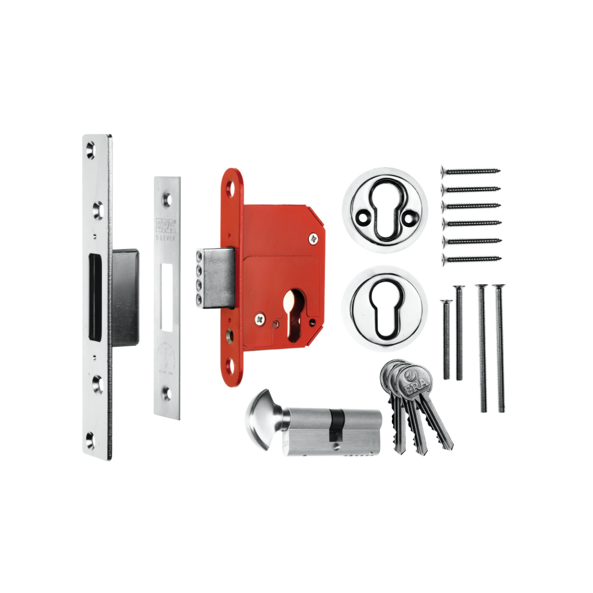Era 333-61 BS8621 Euro Mortice Deadlock Keyless Egress 76mm with 70mm Euro Cylinder and Turn Polished Chrome