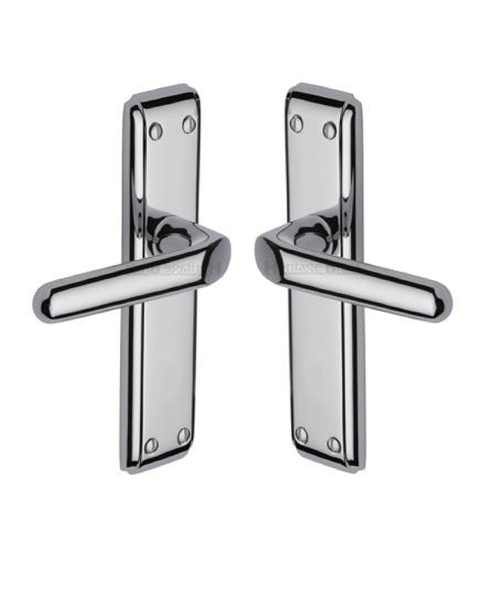 Heritage Brass DEC3010-PC Door Handle Lever Latch Deco Design Polished Chrome finish