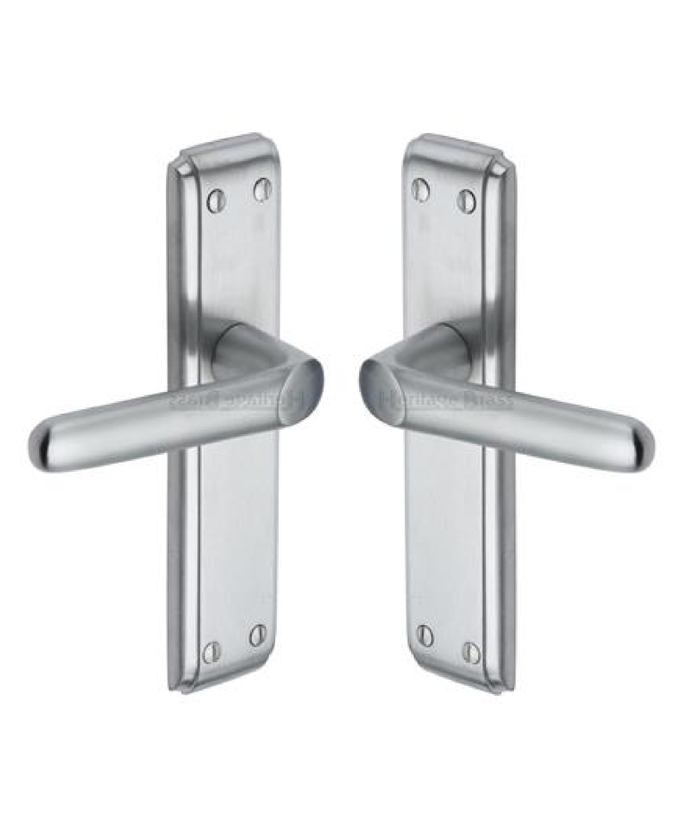 Heritage Brass DEC3010-SC Door Handle Lever Latch Deco Design Satin Chrome finish