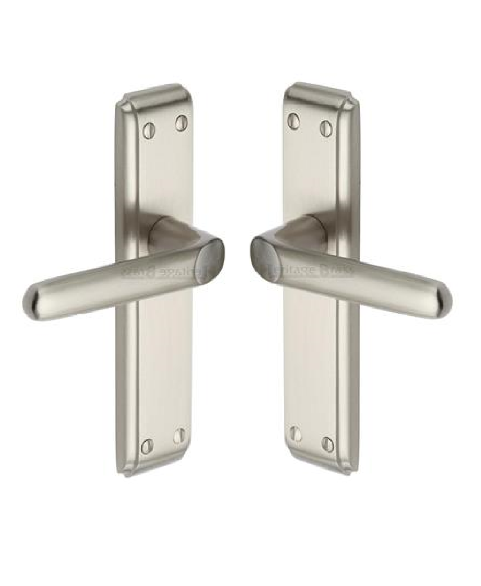 Heritage Brass DEC3010-SN Door Handle Lever Latch Deco Design Satin Nickel finish