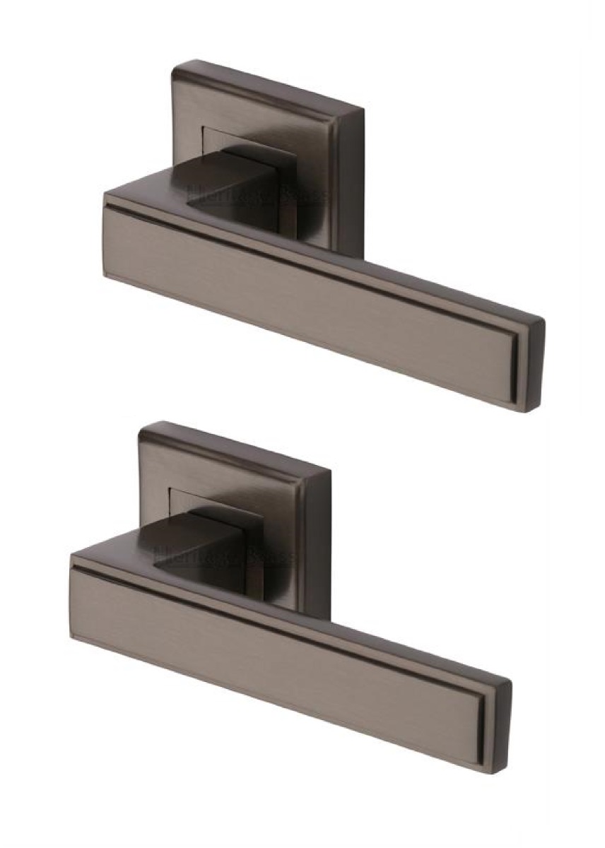 Heritage Brass DEC5430-MB Door Handle Lever Latch on Square Rose Linear SQ Design Matt Bronze finish