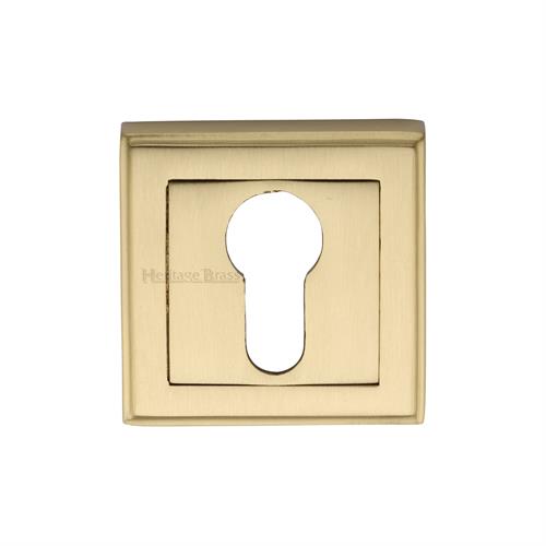 Heritage Brass DEC7020-SB Euro Profile Cylinder Escutcheon Satin Brass finish