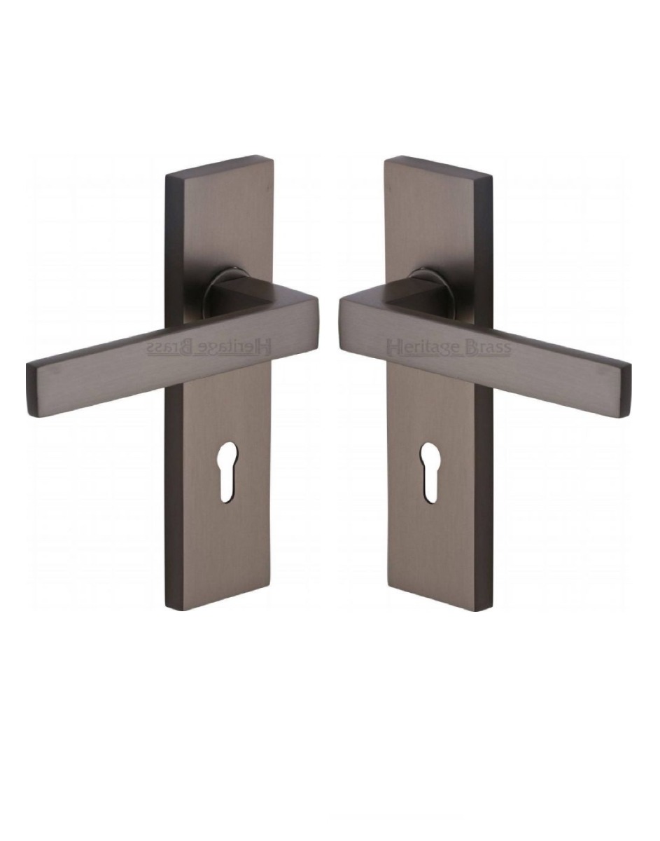 Heritage Brass DEL6000-MB Door Handle Lever Lock Delta Design Matt Bronze finish