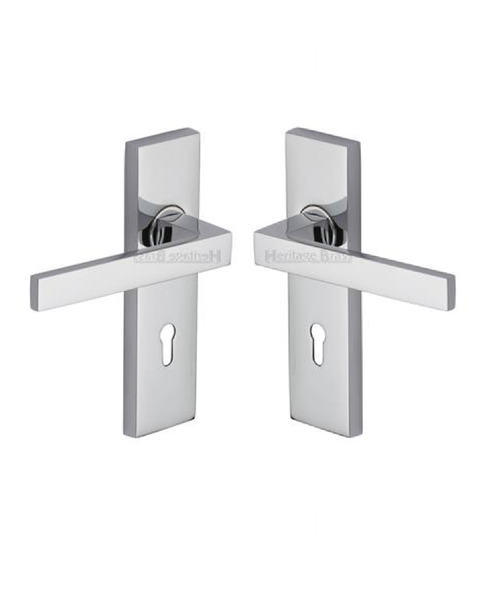 Heritage Brass DEL6000-PC Door Handle Lever Lock Delta Design Polished Chrome finish