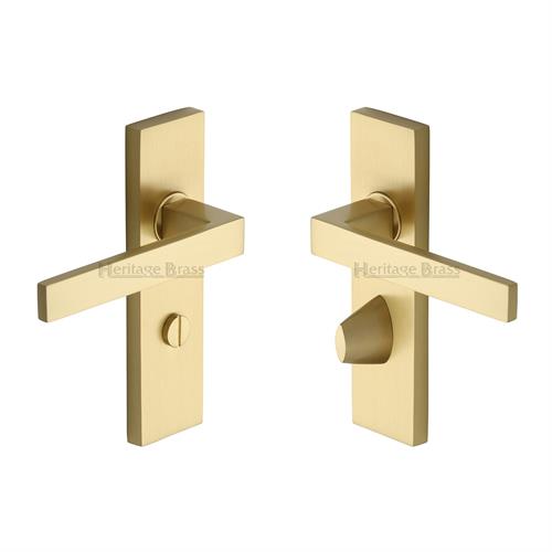 Heritage Brass DEL6030-SB Door Handle for Bathroom Delta Design Satin Brass finish