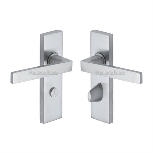 Heritage Brass DEL6030-SC Door Handle for Bathroom Delta Design Satin Chrome finish