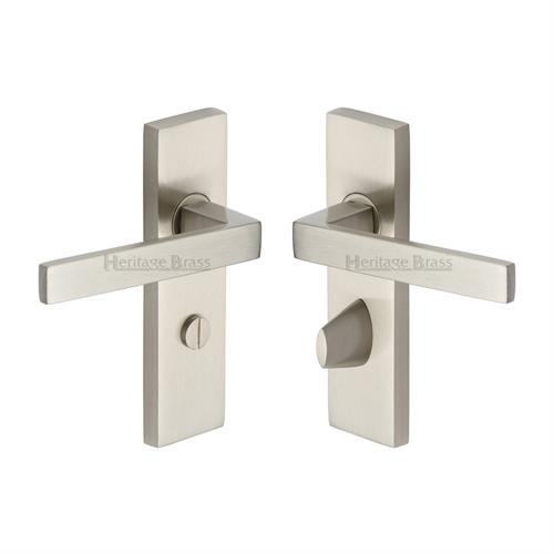 Heritage Brass DEL6030-SN Door Handle for Bathroom Delta Design Satin Nickel finish