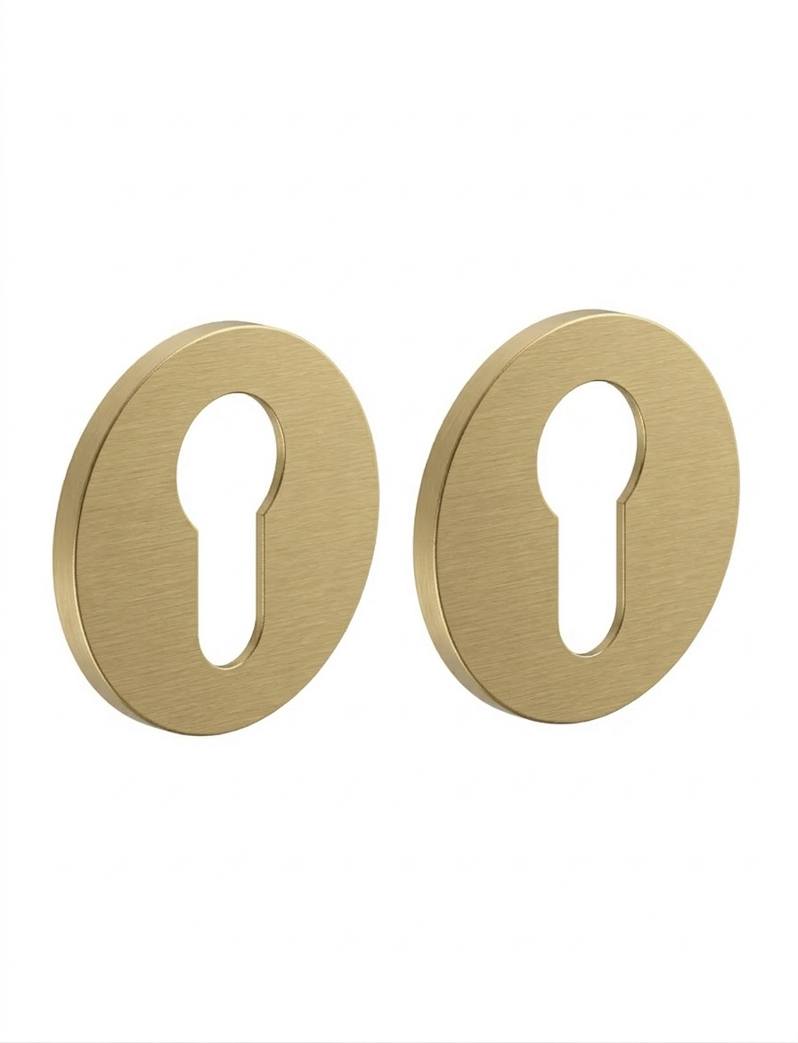 Euro Profile Escutcheons with 6mm Slim Round Rose-Timeless British Design Matt Satin Brass