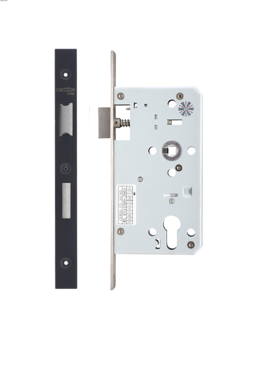 IRONZONE Architectural Din Sash Lock 72mm Centres 60mm Backset Matt Black