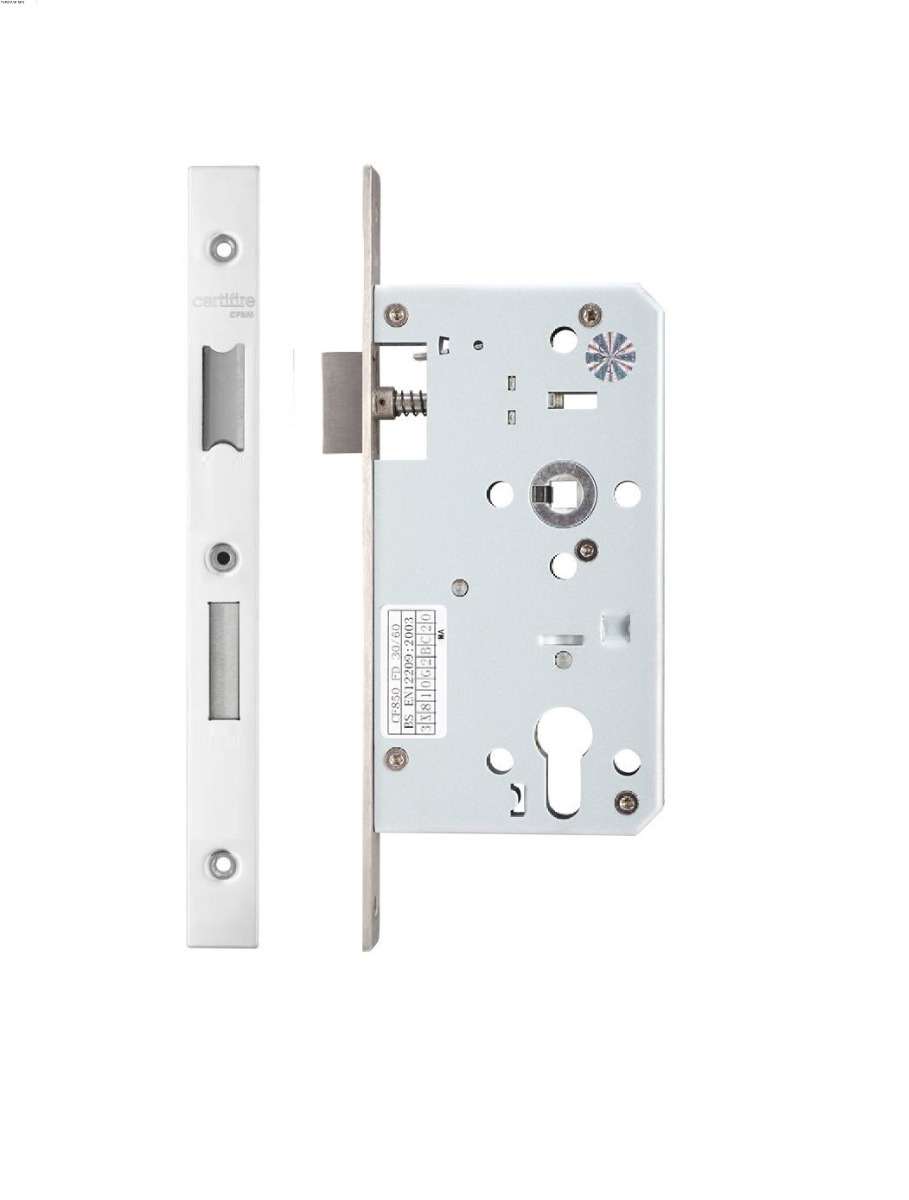 IRONZONE Architectural Din Sash Lock 72mm Centres 60mm Backset Polished Stainless Steel