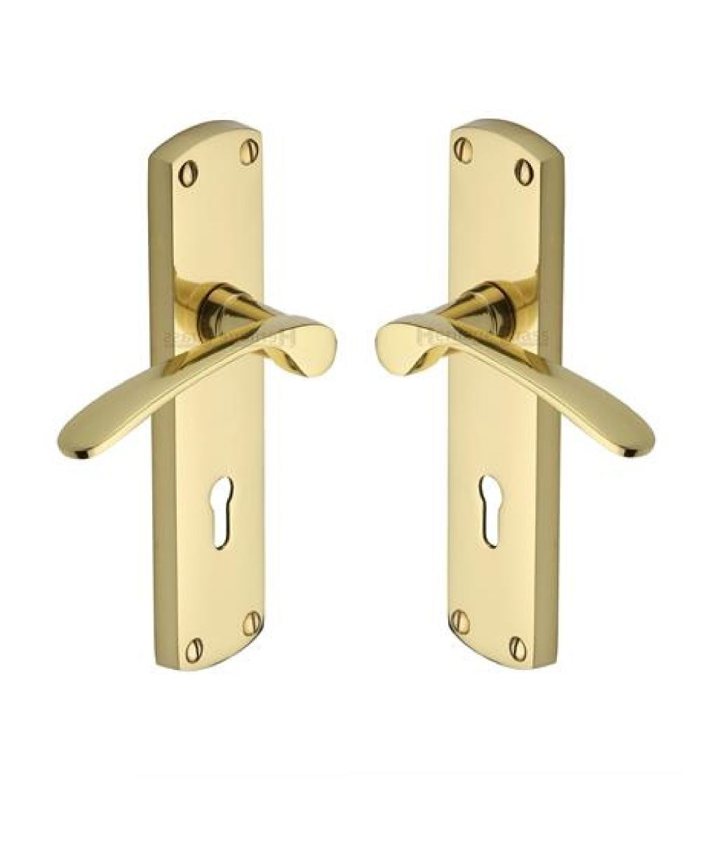 Heritage Brass DIP7800-PB Door Handle Lever Lock Diplomat Design Polished Brass finish