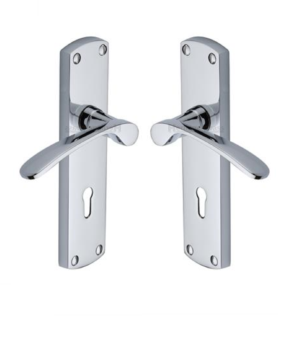 Heritage Brass DIP7800-PC Door Handle Lever Lock Diplomat Design Polished Chrome finish