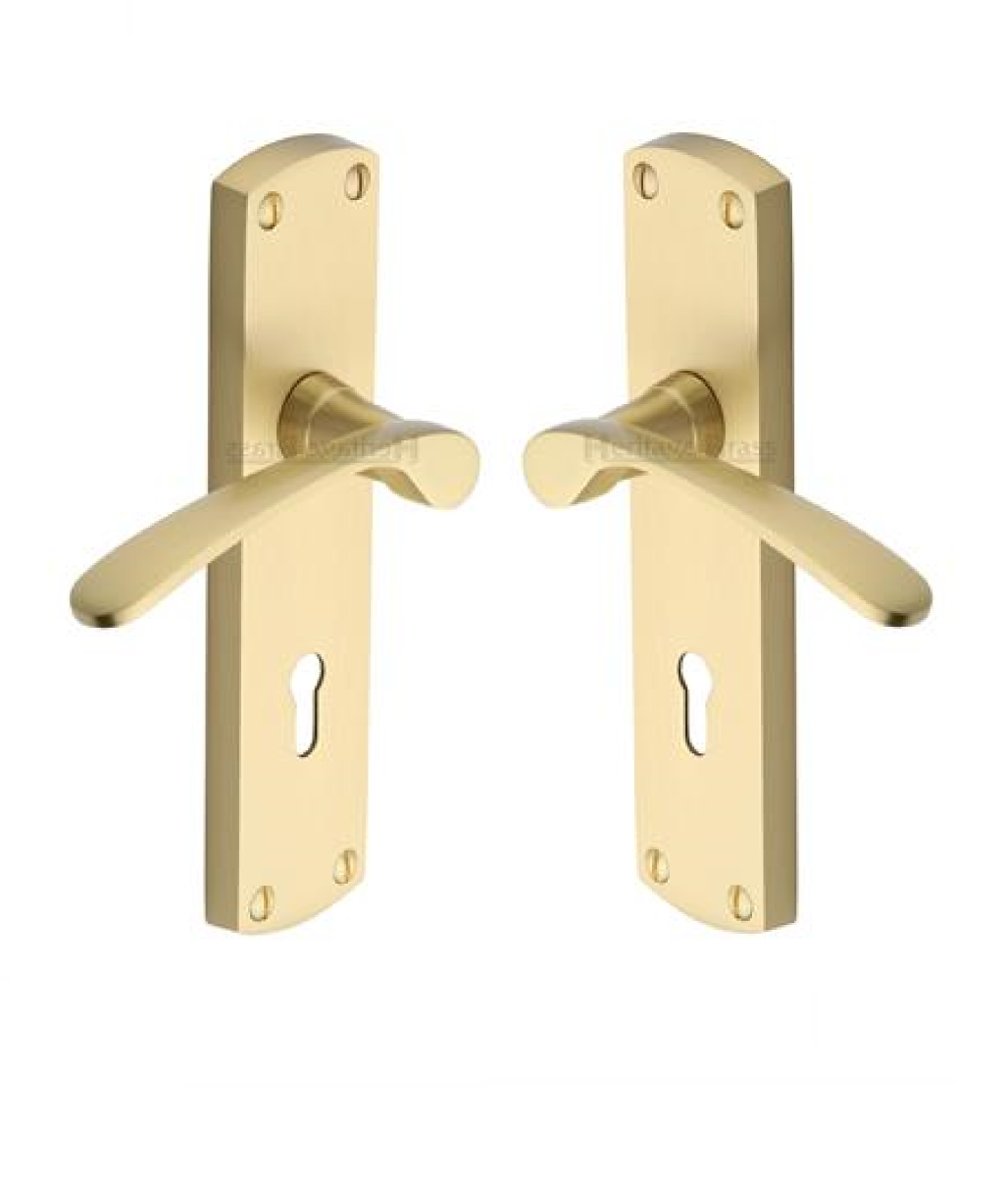 Heritage Brass DIP7800-SB Door Handle Lever Lock Diplomat Design Satin Brass finish