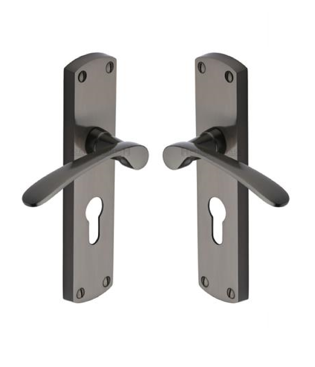 Heritage Brass DIP7848-MB Door Handle for Euro Profile Plate Diplomat Design Matt Bronze finish