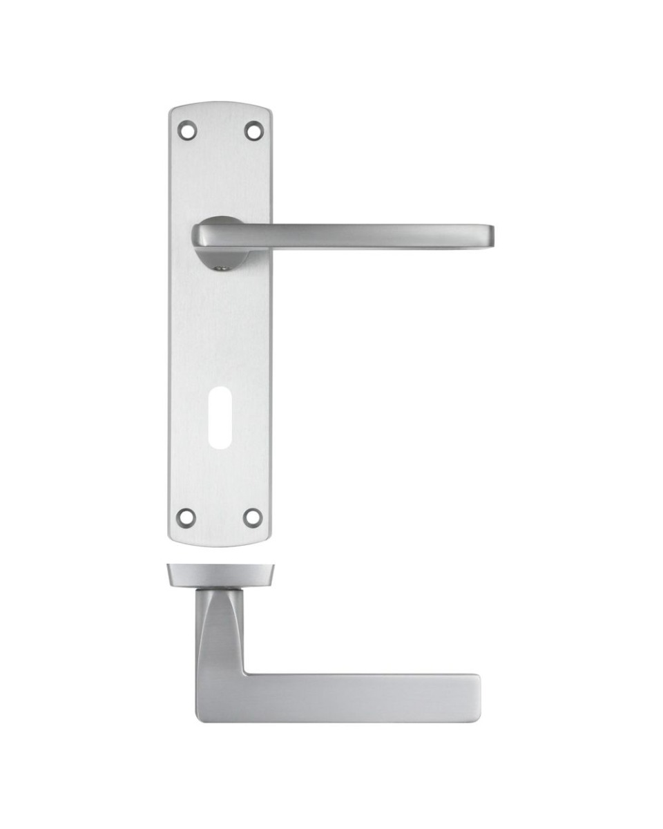 IRONZONE Edge Door Handle On Lock-profile Backplate- Satin Chrome